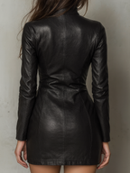 Minivestido de Polipiel Mujer con Cuello Cremallera y Bolsillos - Reyes