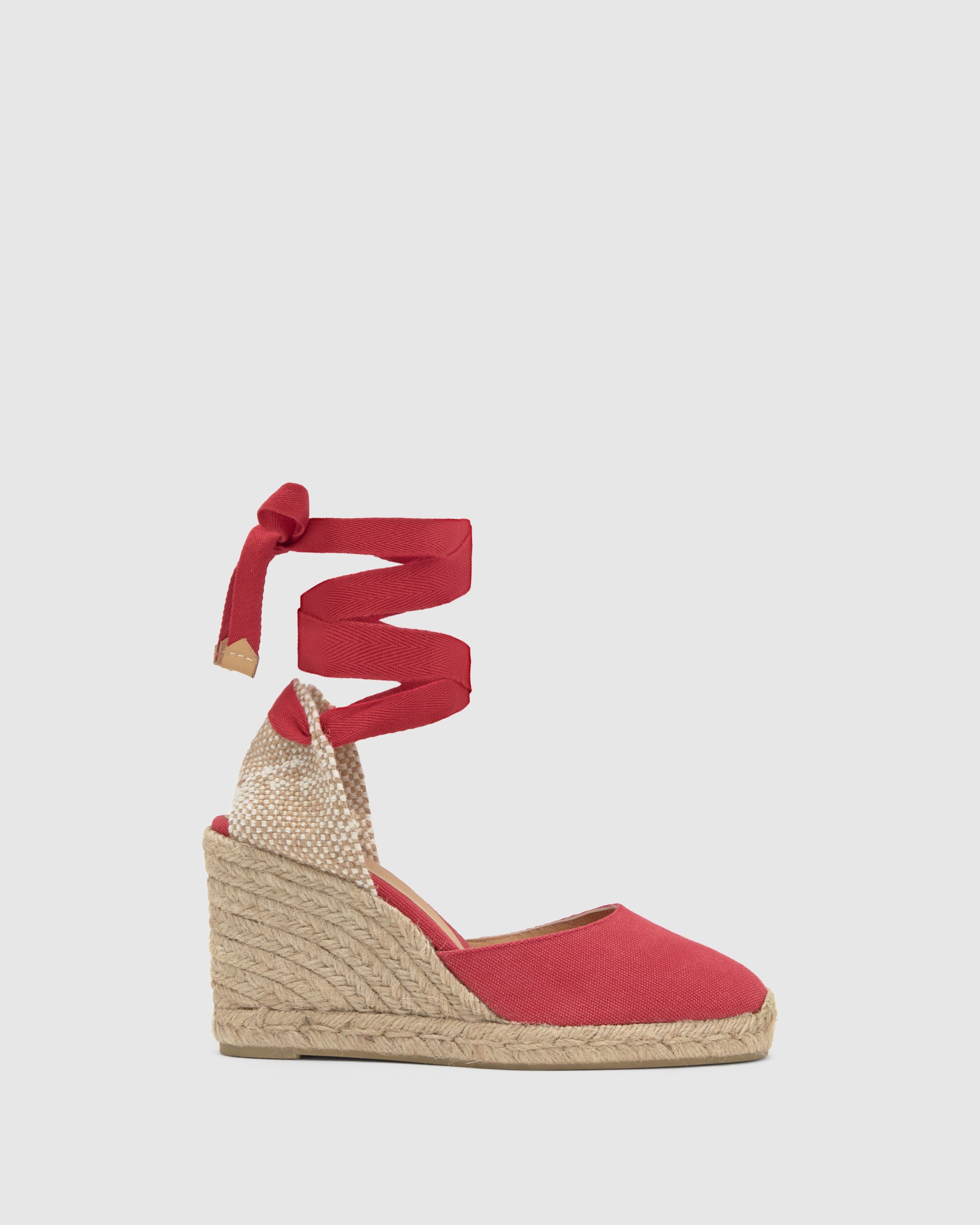 Zapato Cuña Esparto Rojo | Carina