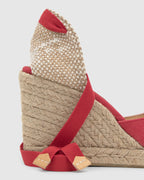 Zapato Cuña Esparto Rojo | Carina