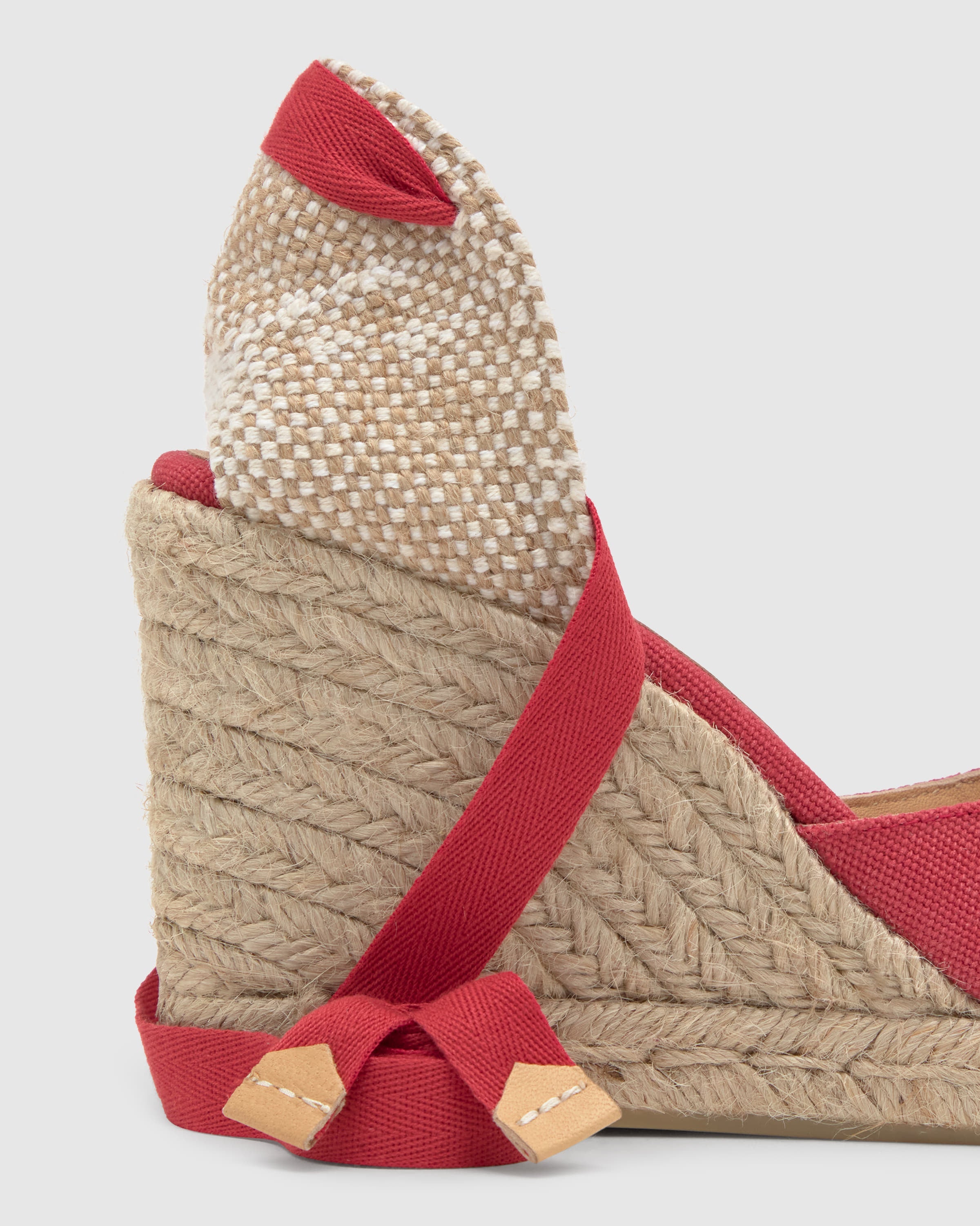 Zapato Cuña Esparto Rojo | Carina