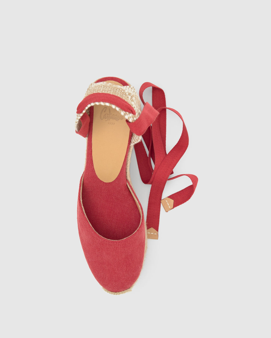 Zapato Cuña Esparto Rojo | Carina