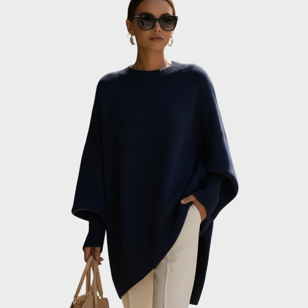 Celeste | Capa de Punto Asimétrica Oversize