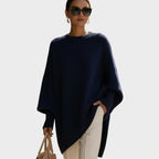 Capa de Punto Asimétrica Oversize | Celeste