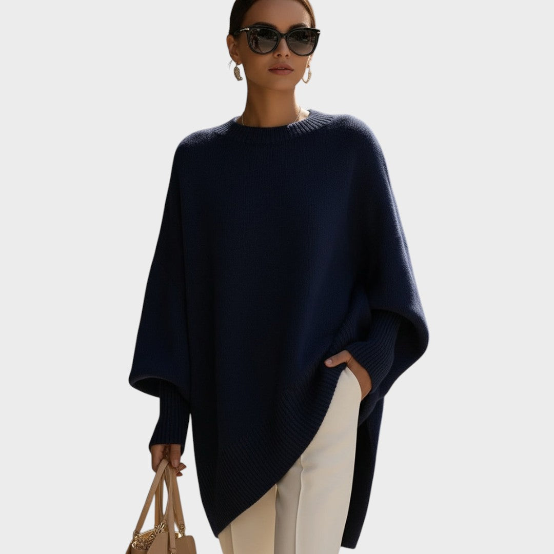 Celeste | Capa de Punto Asimétrica Oversize