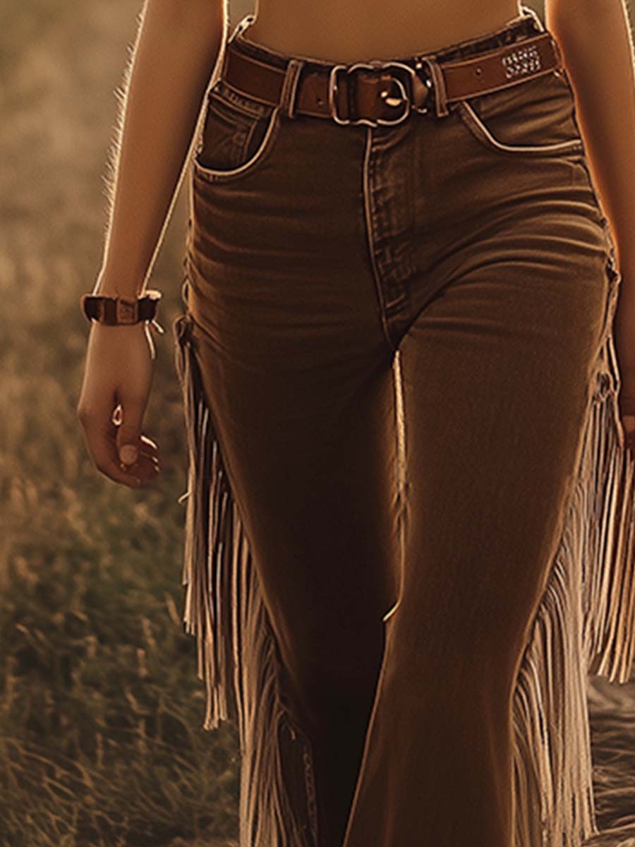 Vaqueros Acampanados Western Mujer con Flecos - Valme