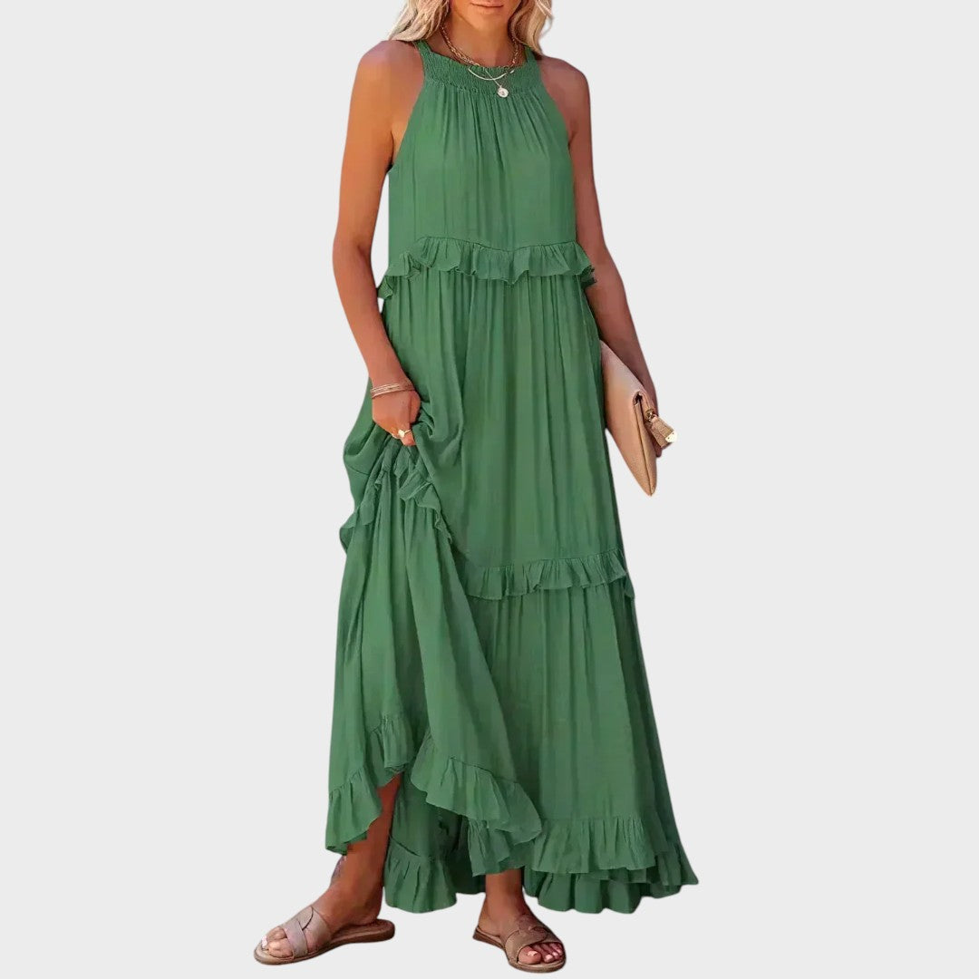 Vestido Sin Mangas Con Ribete De Volantes | Landry