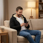 Cárdigan de forro polar sherpa con cremallera y capucha para hombre – Corte relajado