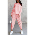 Conjunto de sudadera de manga larga con bajo irregular y pantalones para mujer | Urban