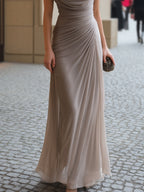 Vestido Largo Elegante Mujer con Escote Drapeado | Naira