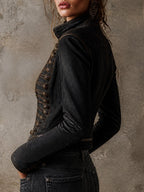 Chaqueta Militar Vintage de Polipiel con Detalles Dorados | Jimena