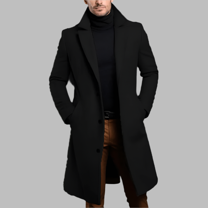 Abrigo largo elegante de lana para hombre Marcos - Luna Cruz