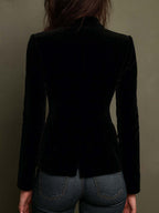 Blazer Cruzado Negro con Bordado Floral Multicolor para Mujer | Paula
