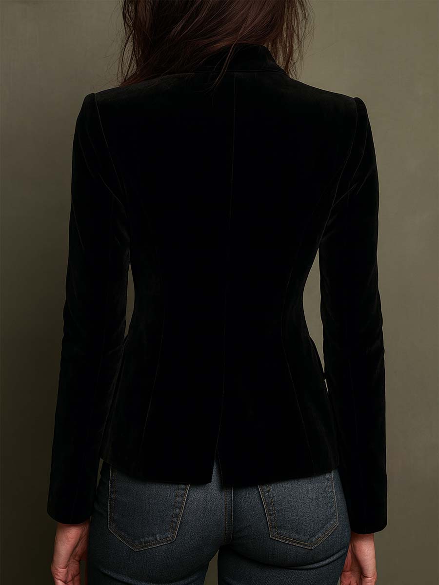 Blazer Cruzado Negro con Bordado Floral Multicolor para Mujer | Paula
