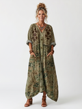 Vestido Midi Oversize con Botones y Bolsillos