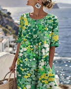 Vestido midi floral suelto y ligero | Elena