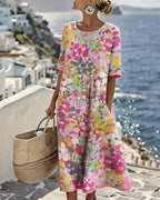 Vestido midi floral suelto y ligero | Elena