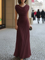 Vestido Largo Elegante Mujer con Escote Drapeado | Naira