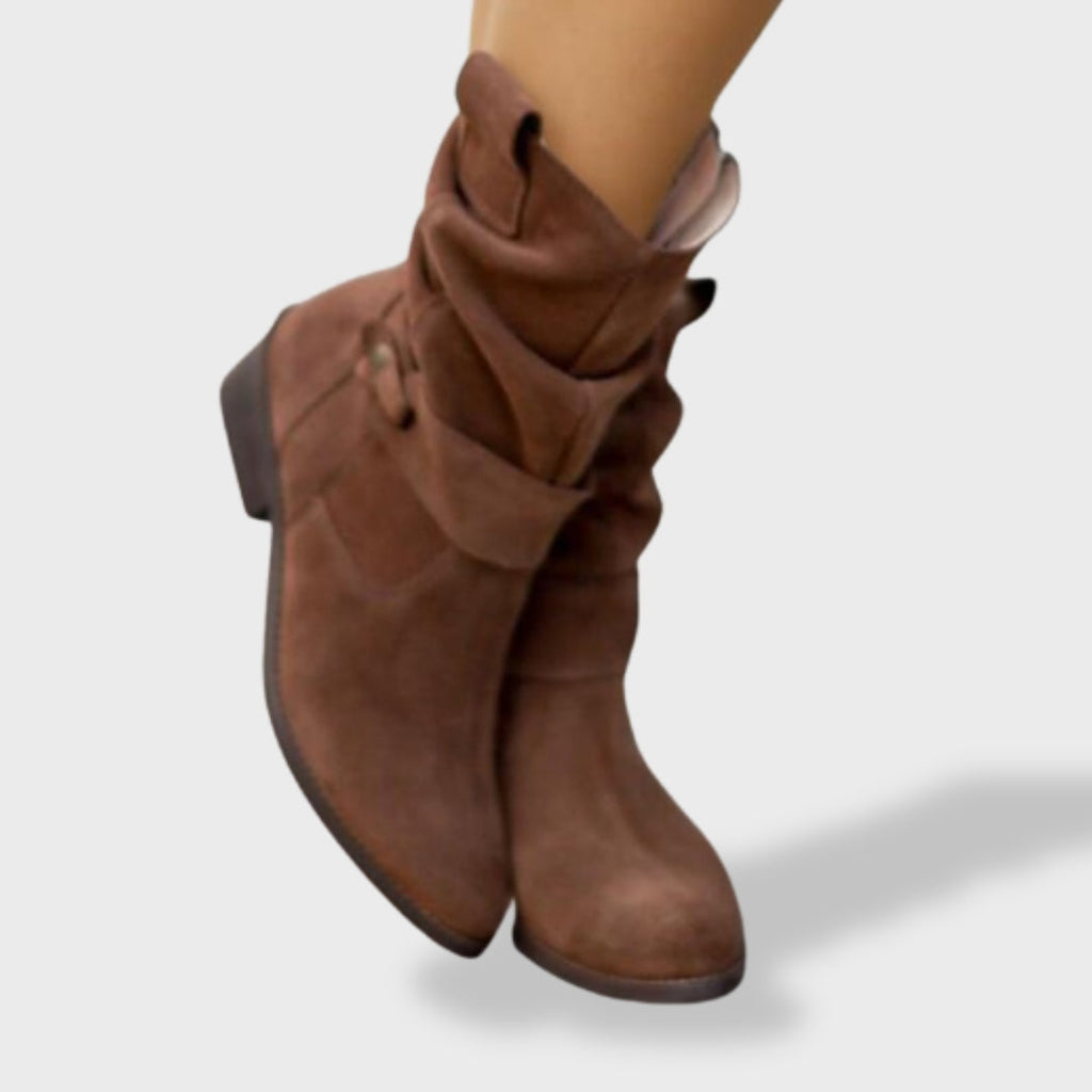Botines Ante Punta Redonda Cremallera Mujer | Lucía