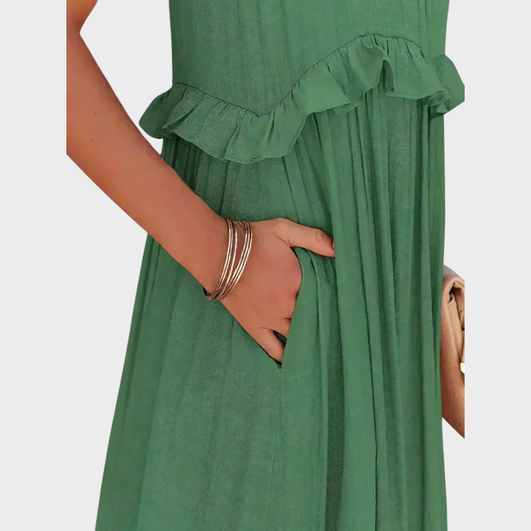 Vestido Sin Mangas Con Ribete De Volantes | Landry