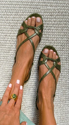 Sandalias Slingback Efecto Serpiente Punta Abierta Mujer | Luna Cruz