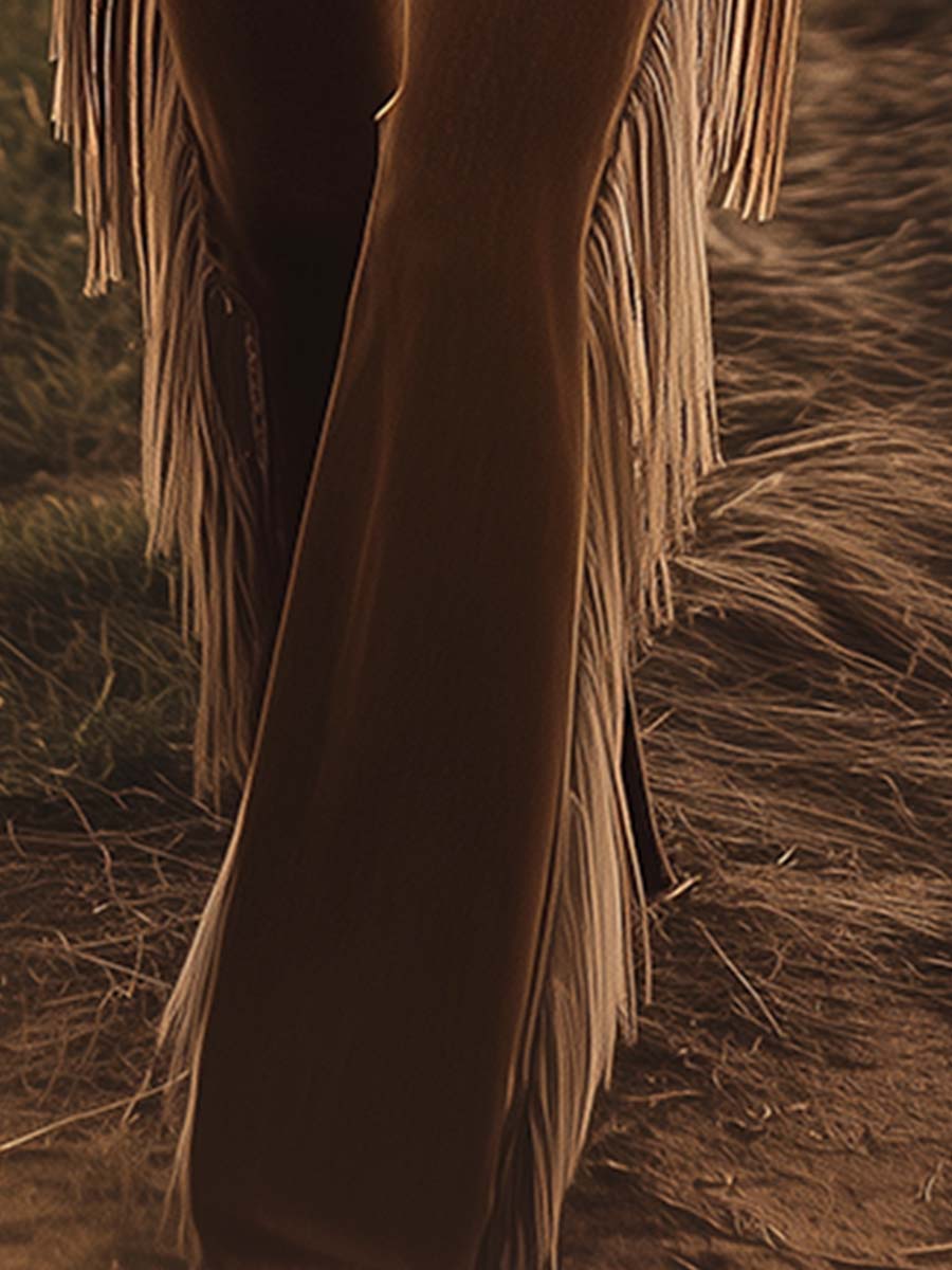 Vaqueros Acampanados Western Mujer con Flecos - Valme