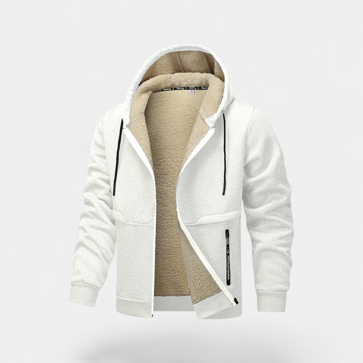 Cárdigan de forro polar sherpa con cremallera y capucha para hombre – Corte relajado