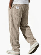 Pantalones de pana para hombre con cintura elástica