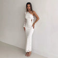 Vestido blanco Aitana con escote de hombros descubiertos y lazo | Luna Cruz