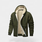 Cárdigan de forro polar sherpa con cremallera y capucha para hombre – Corte relajado