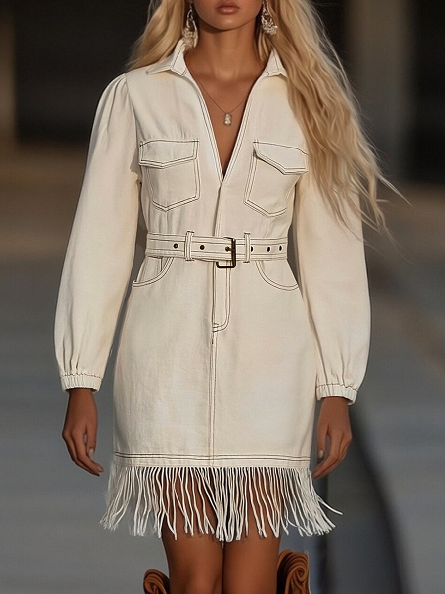 Minivestido Vaquero Mujer con Flecos - Begoña