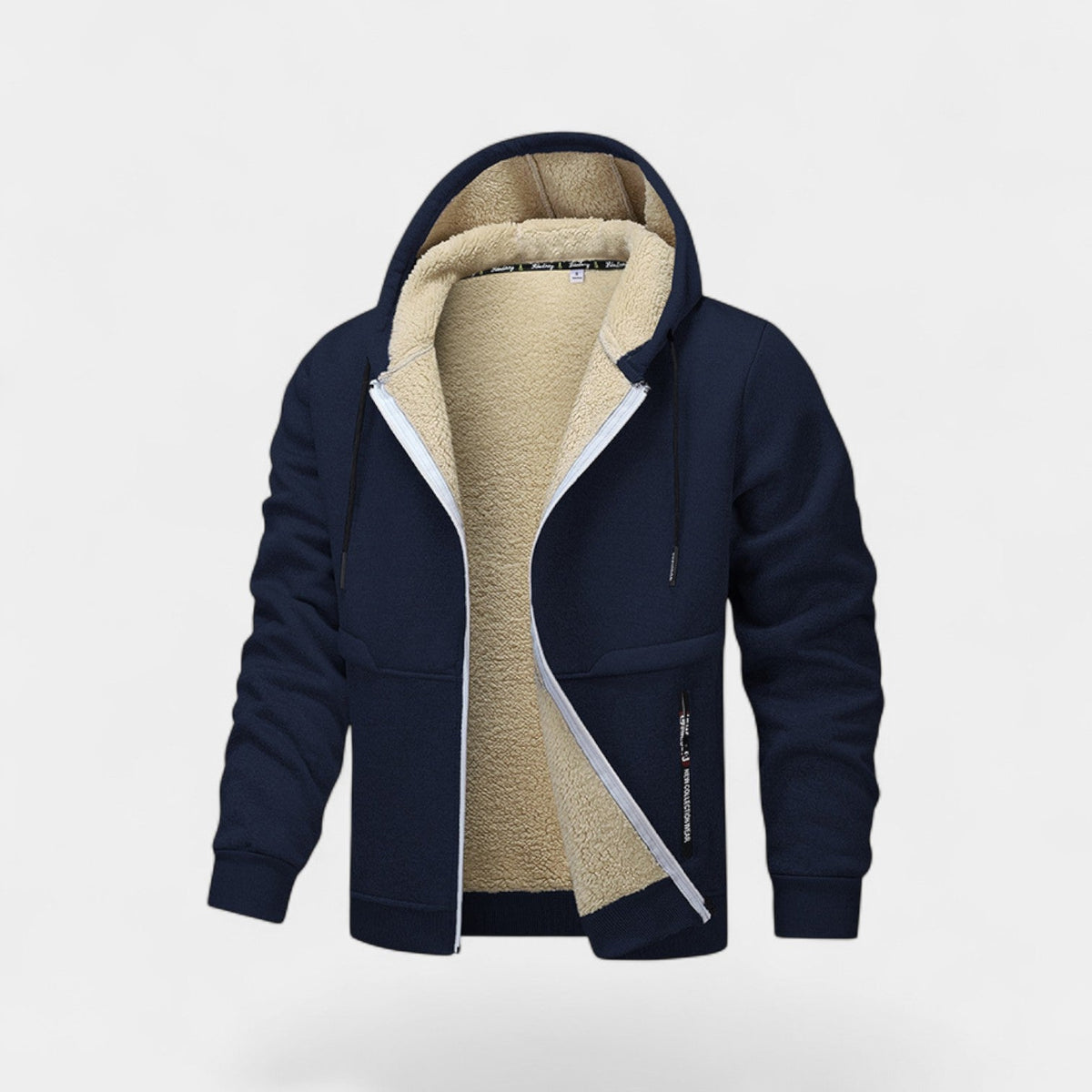 Cárdigan de forro polar sherpa con cremallera y capucha para hombre – Corte relajado