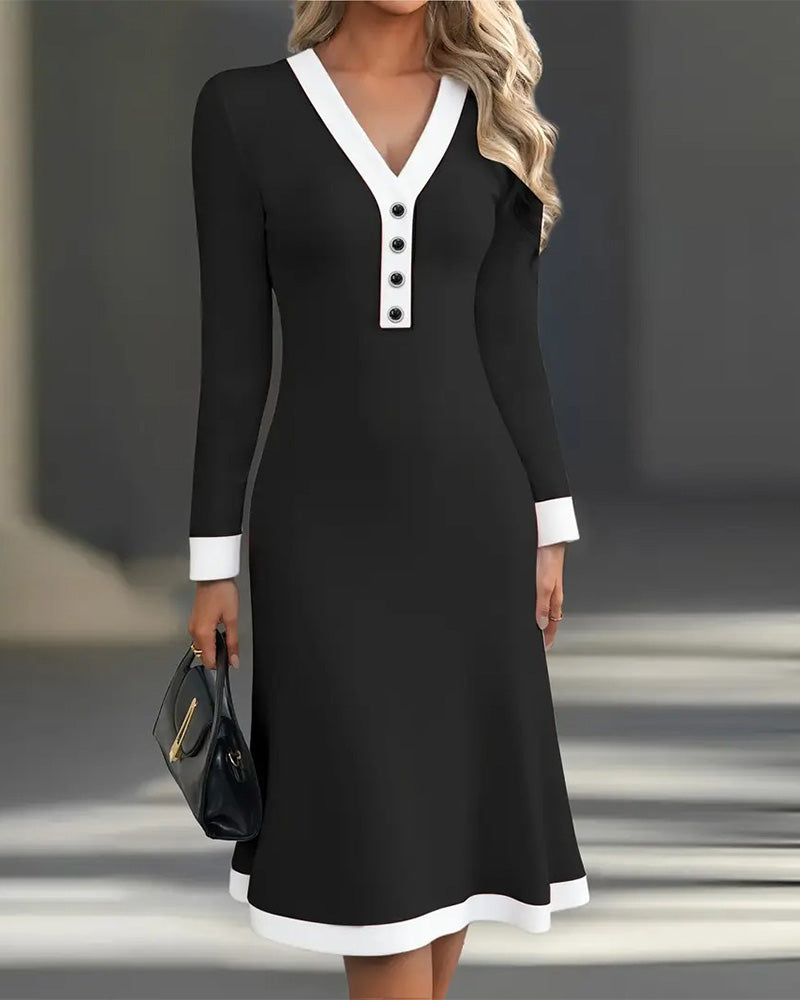 Vestido Manga Larga Elegante Mujer | Kaylin