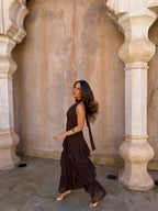 Vestido Largo Elegante Marrón Mujer | Manila