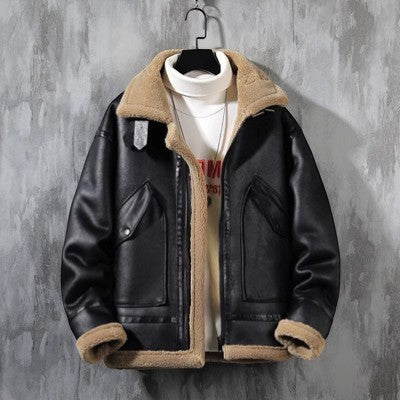 Chaqueta de hombre forrada de polar y lana de cordero – corte informal