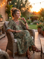 Vestido Midi Oversize con Botones y Bolsillos