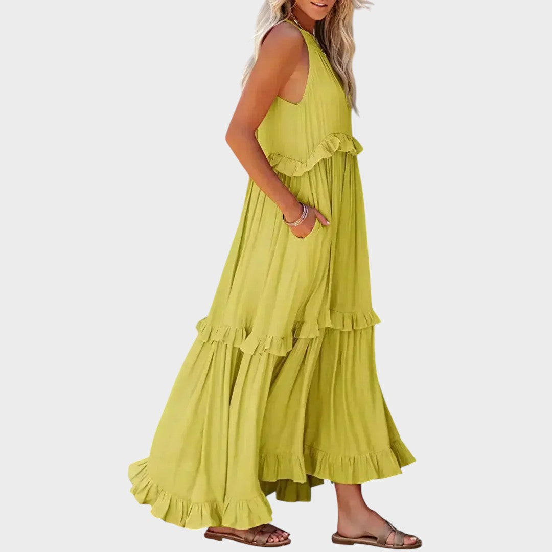 Vestido Sin Mangas Con Ribete De Volantes | Landry