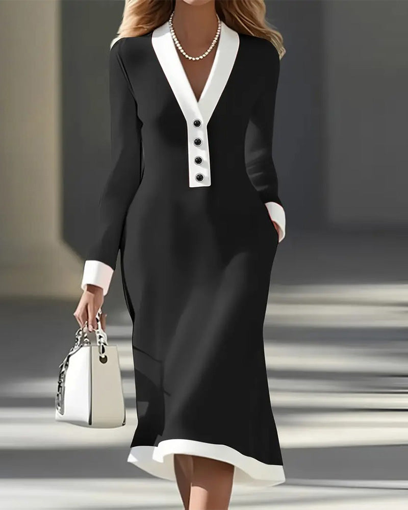 Vestido Manga Larga Elegante Mujer | Kaylin