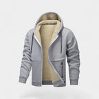 Cárdigan de forro polar sherpa con cremallera y capucha para hombre – Corte relajado