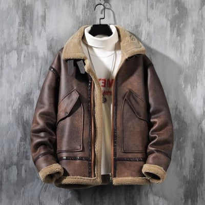 Chaqueta de hombre forrada de polar y lana de cordero – corte informal