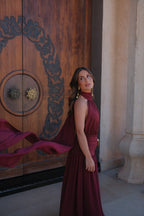 Vestido Largo Elegante Burdeos Mujer Ivitada de bodas | Paloma
