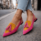 Sandalias Planas Mujer con Borlas y Tiras de Ante | Domicela