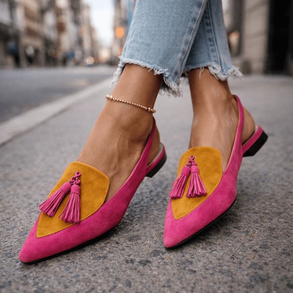Sandalias Planas Mujer con Borlas y Tiras de Ante | Domicela