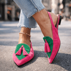 Sandalias Planas Mujer con Borlas y Tiras de Ante | Domicela