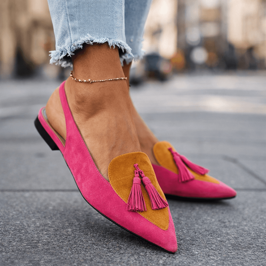 Sandalias Planas Mujer con Borlas y Tiras de Ante | Domicela