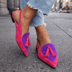 Sandalias Planas Mujer con Borlas y Tiras de Ante | Domicela