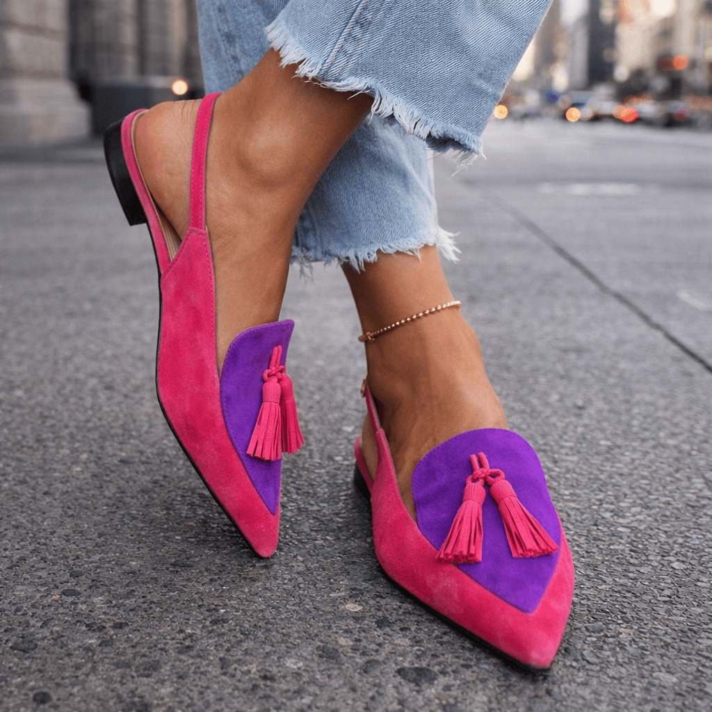 Sandalias Planas Mujer con Borlas y Tiras de Ante | Domicela