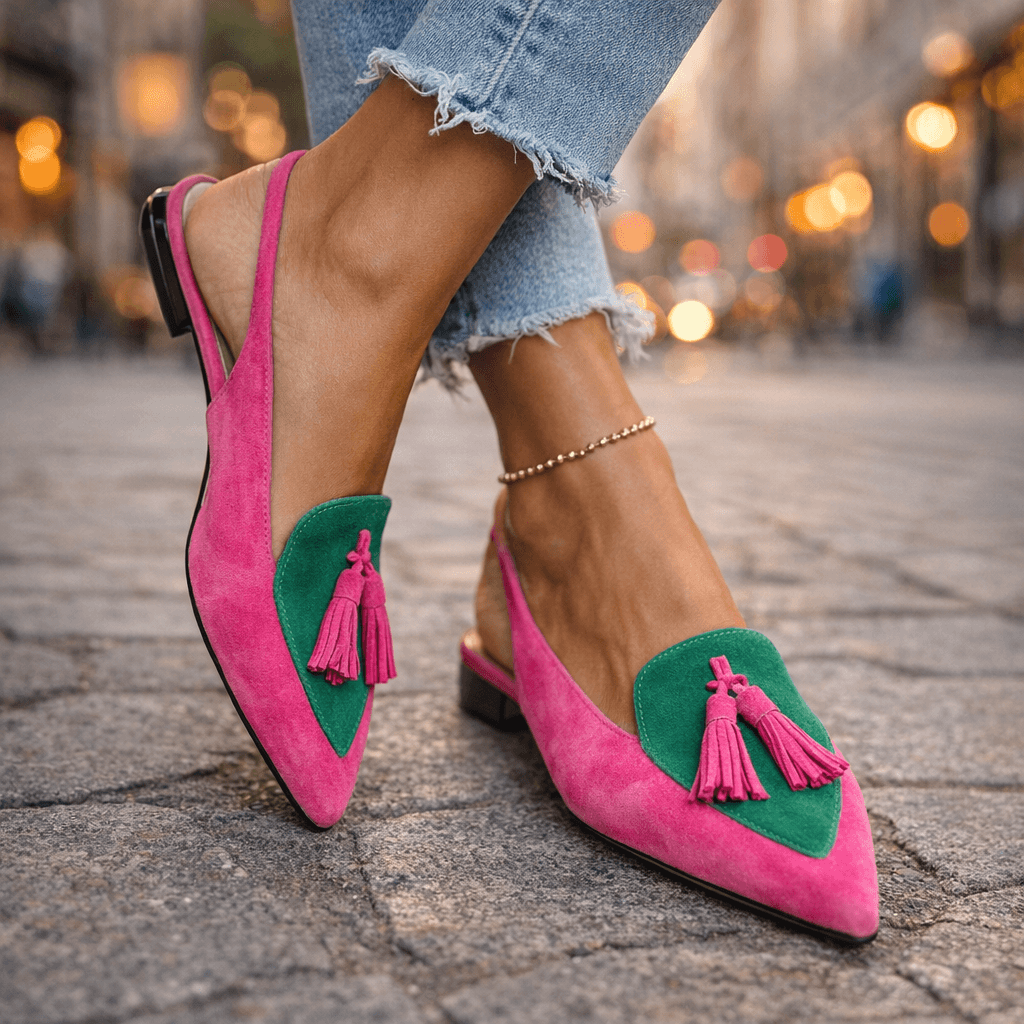 Sandalias Planas Mujer con Borlas y Tiras de Ante | Domicela