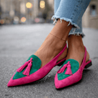 Sandalias Planas Mujer con Borlas y Tiras de Ante | Domicela