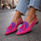 Sandalias Planas Mujer con Borlas y Tiras de Ante | Domicela