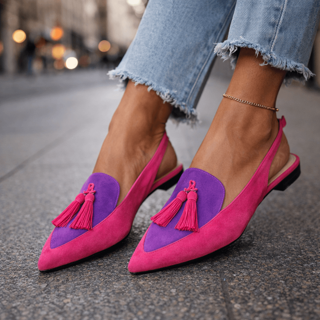 Sandalias Planas Mujer con Borlas y Tiras de Ante | Domicela